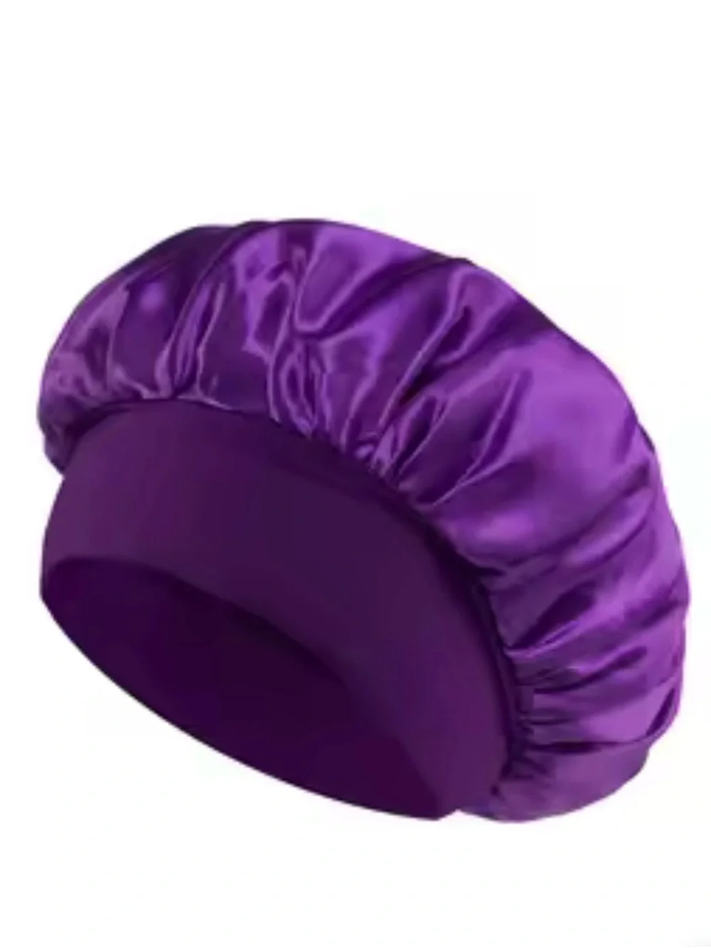 Purple Satin Sleep Bonnet for Adults - Stretchy Nightcap